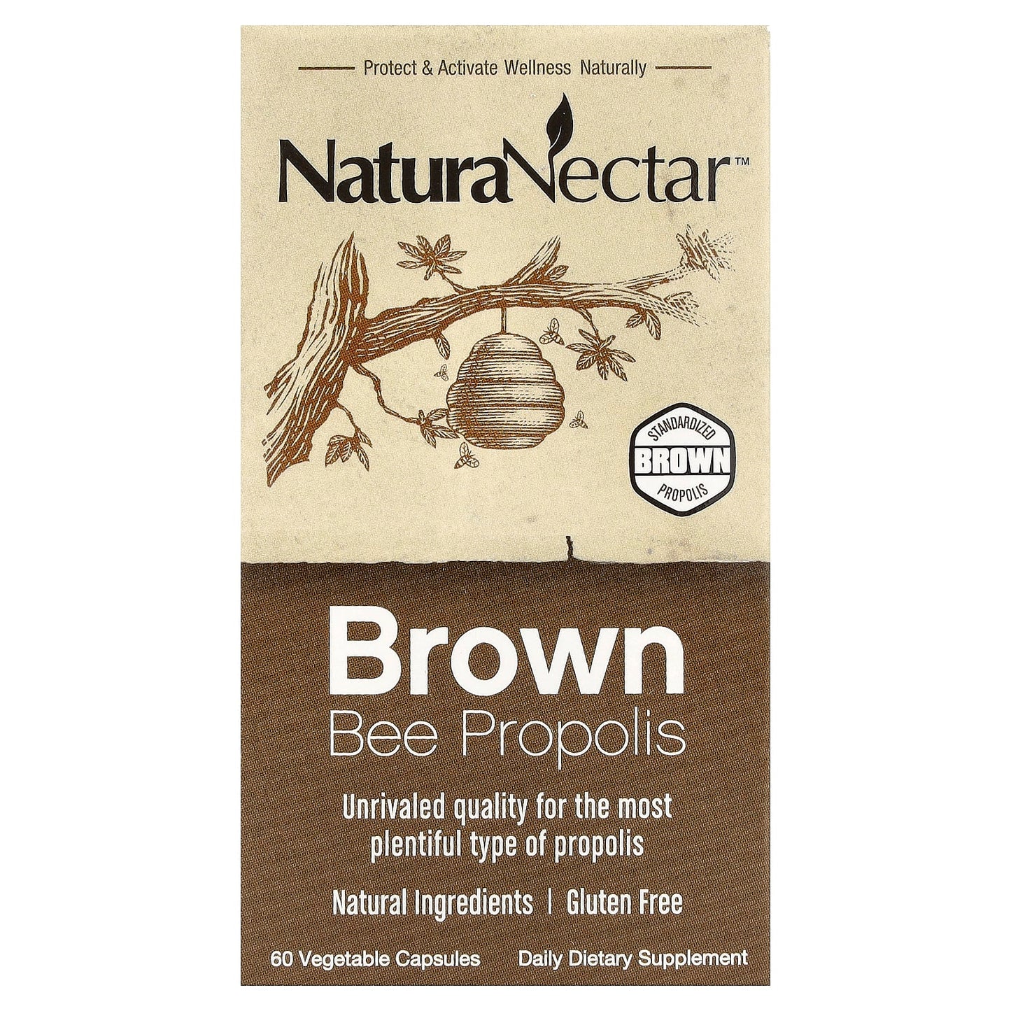 NaturaNectar, Brown Bee Propolis, 60 Vegetable Capsules - Image 1