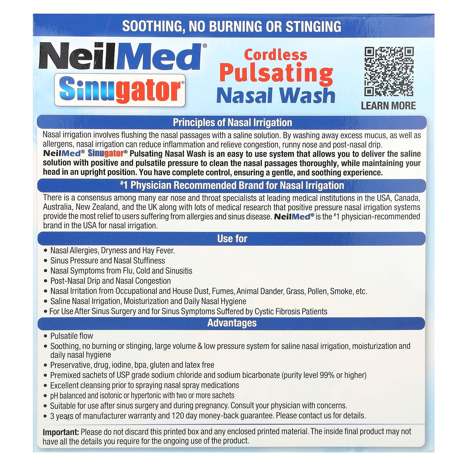 NeilMed, Sinugator®, Cordless Pulsating Nasal Wash, 3 Piece Set - Image 2