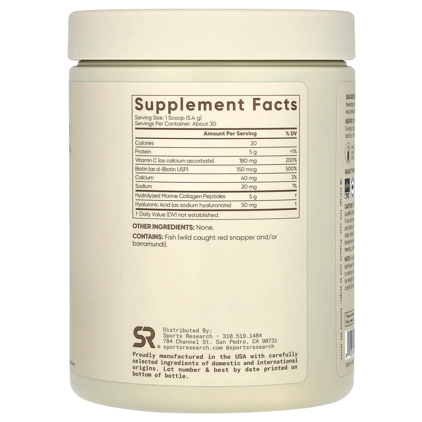 Sports Research, Marine Collagen Complex, Unflavored, 5.8 oz (164 g) - Image 2