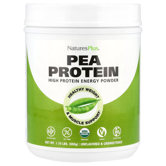 NaturesPlus, Organic Pea Protein Powder, Unflavored, 1.10 lbs (500 g) - Image 1