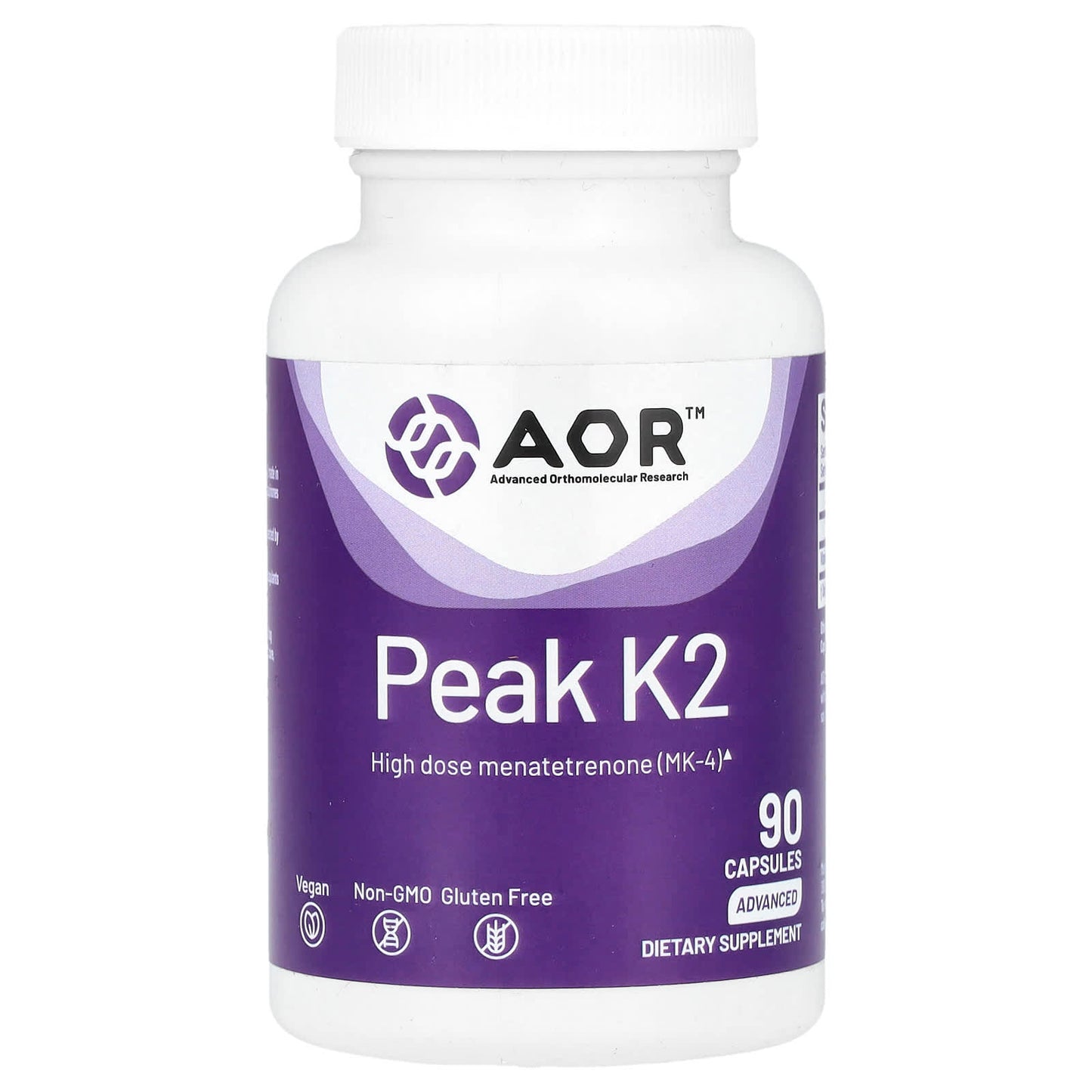 Peak K2 Supplement by AOR - High Dose Menatetrenone (MK-4) Vitamin K2 - Image 1