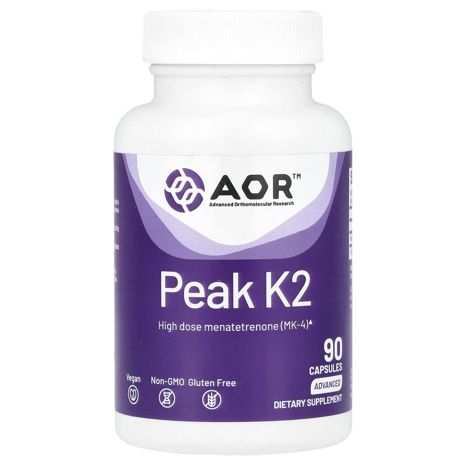 Peak K2 Supplement by AOR - High Dose Menatetrenone (MK-4) Vitamin K2 - Image 1