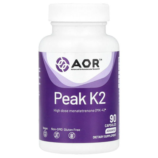 Peak K2 Supplement by AOR - High Dose Menatetrenone (MK-4) Vitamin K2 - Image 1