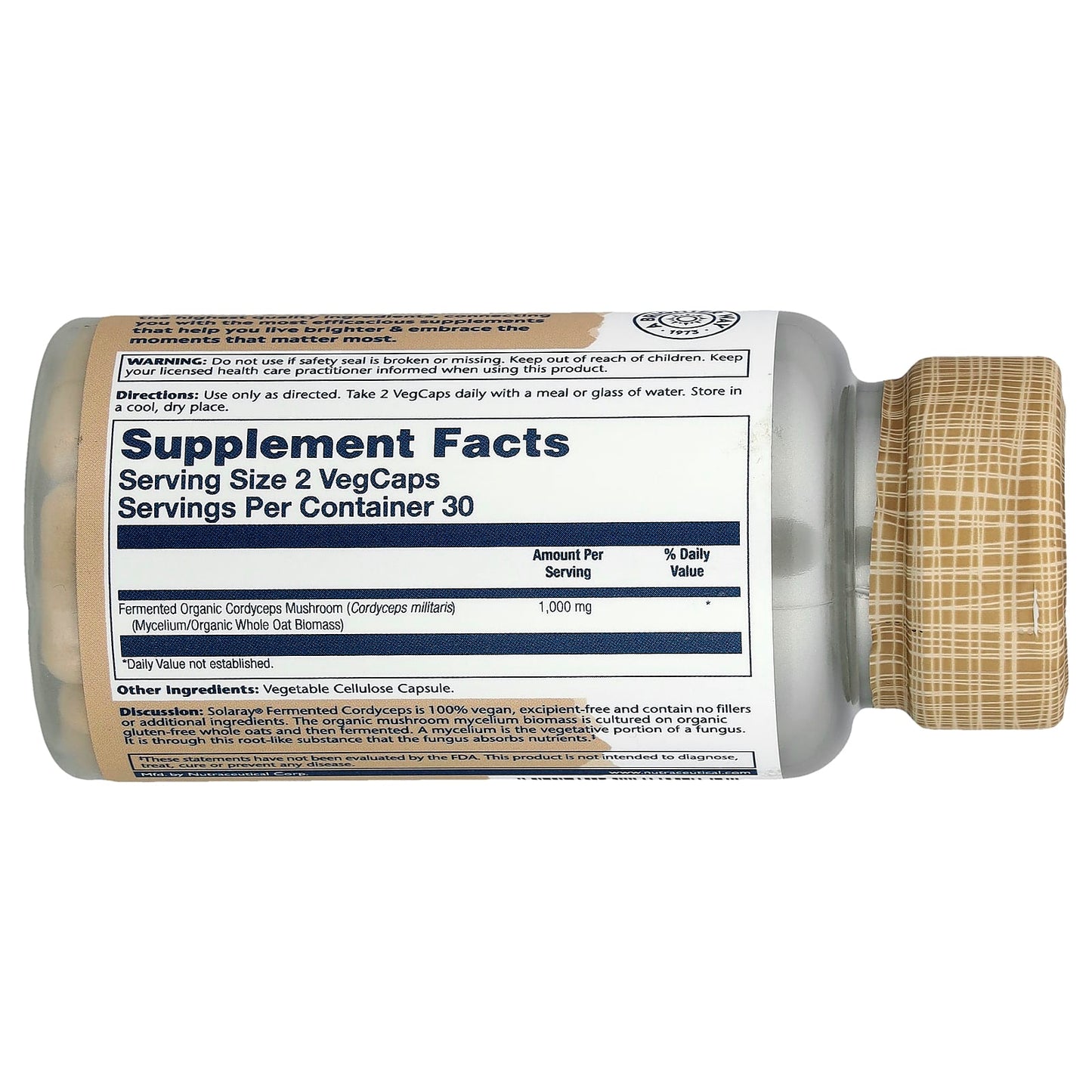 Solaray, Cordyceps, Fermented Mushrooms, 60 VegCaps (500 mg per Capsule) - Image 2