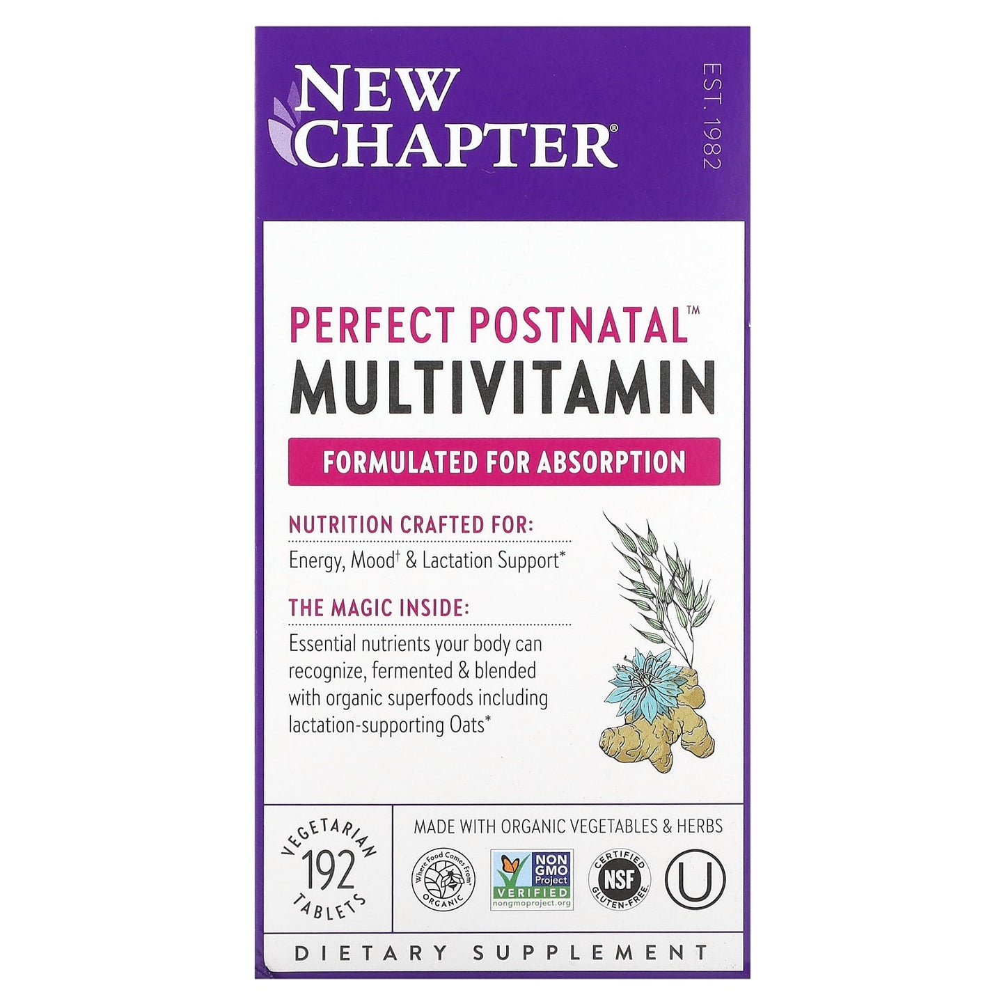 New Chapter, Perfect Postnatal Multivitamin, 192 Vegetarian Tablets - Image 1