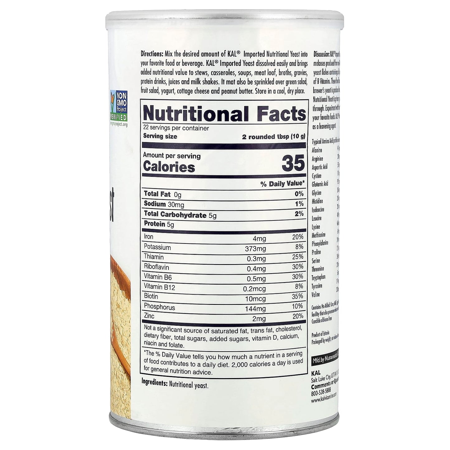 KAL, Imported Nutritional Yeast Flakes, Unsweetened, 7.8 oz (220 g) - Image 2