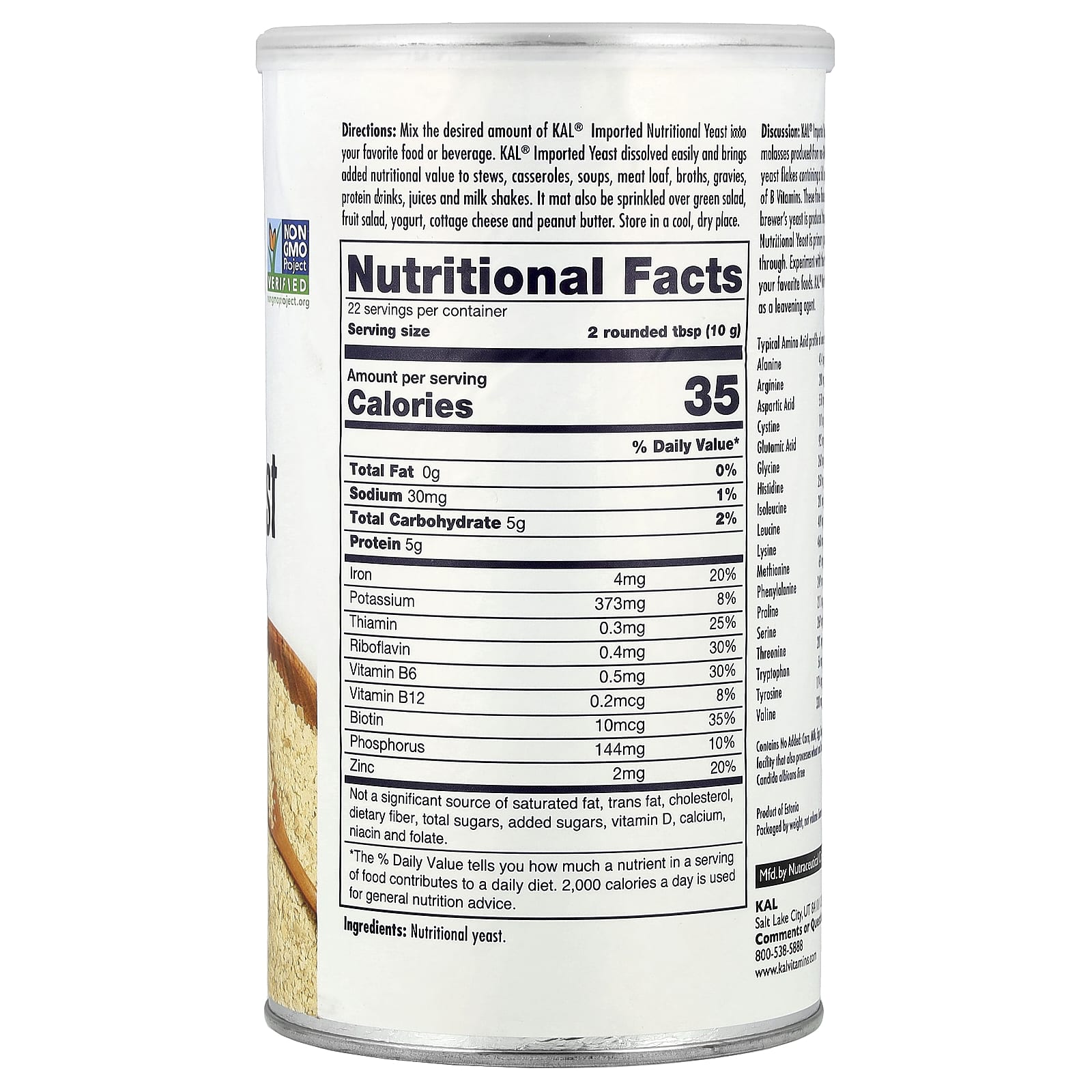 KAL, Imported Nutritional Yeast Flakes, Unsweetened, 7.8 oz (220 g) - Image 2