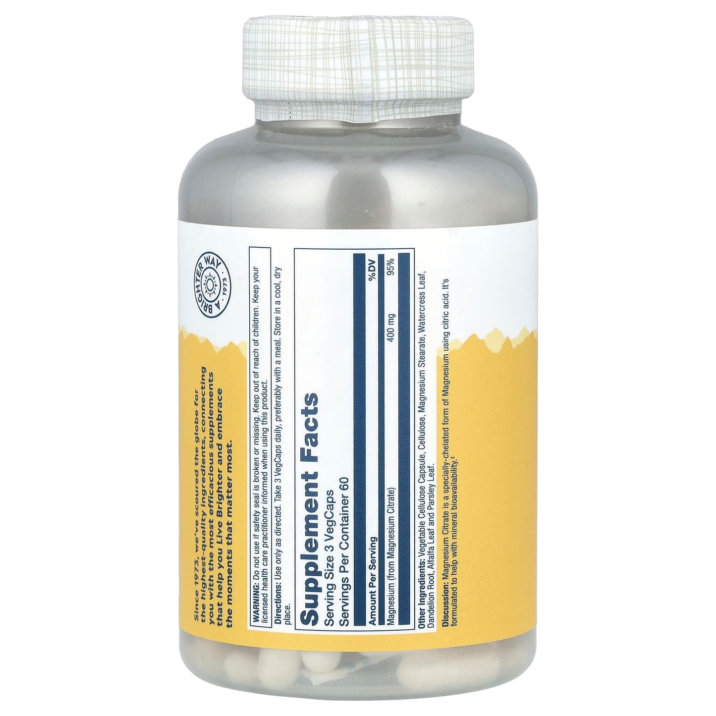 Solaray, Magnesium Citrate, 180 VegCaps (133 mg per Capsule) - Image 2