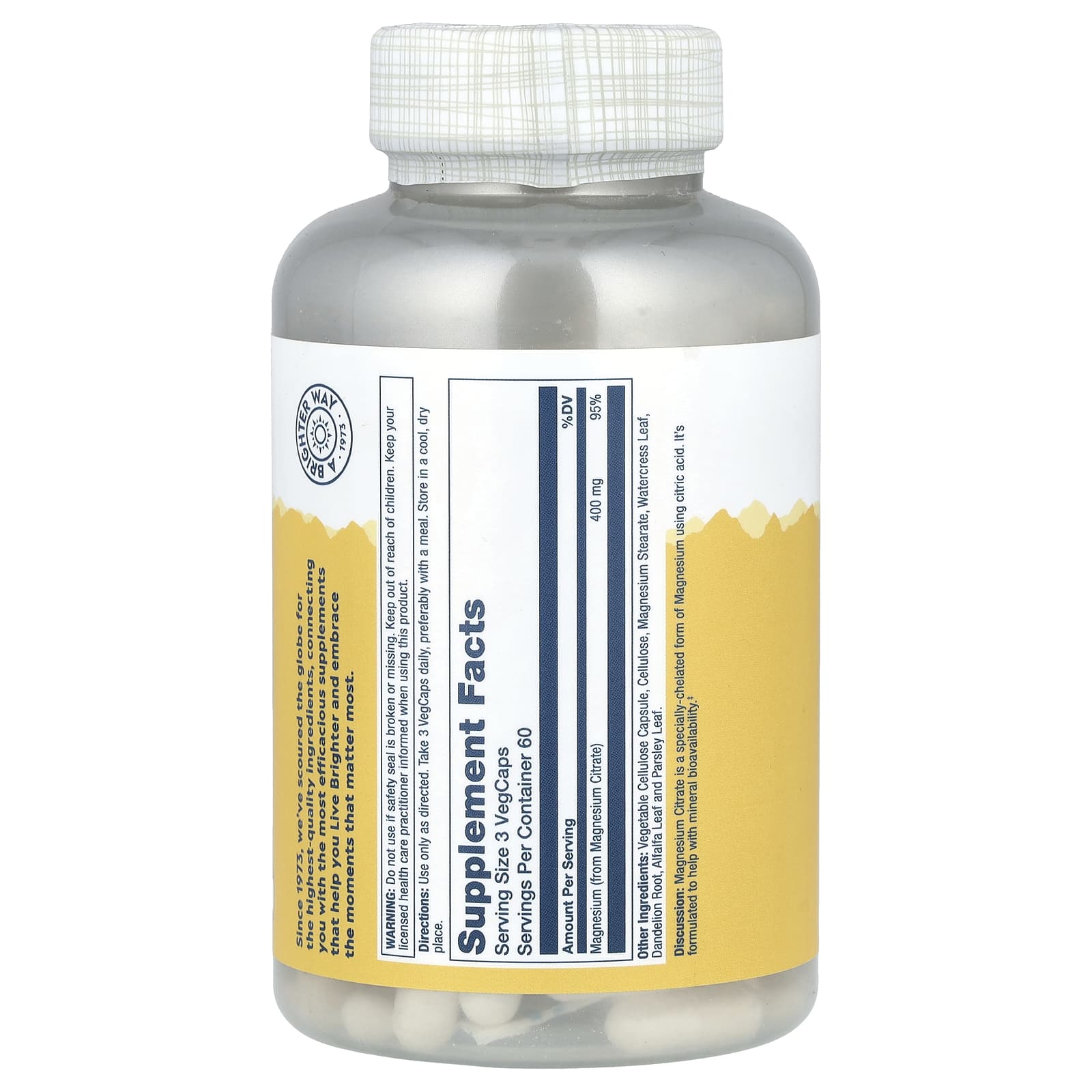 Solaray, Magnesium Citrate, 180 VegCaps (133 mg per Capsule) - Image 2