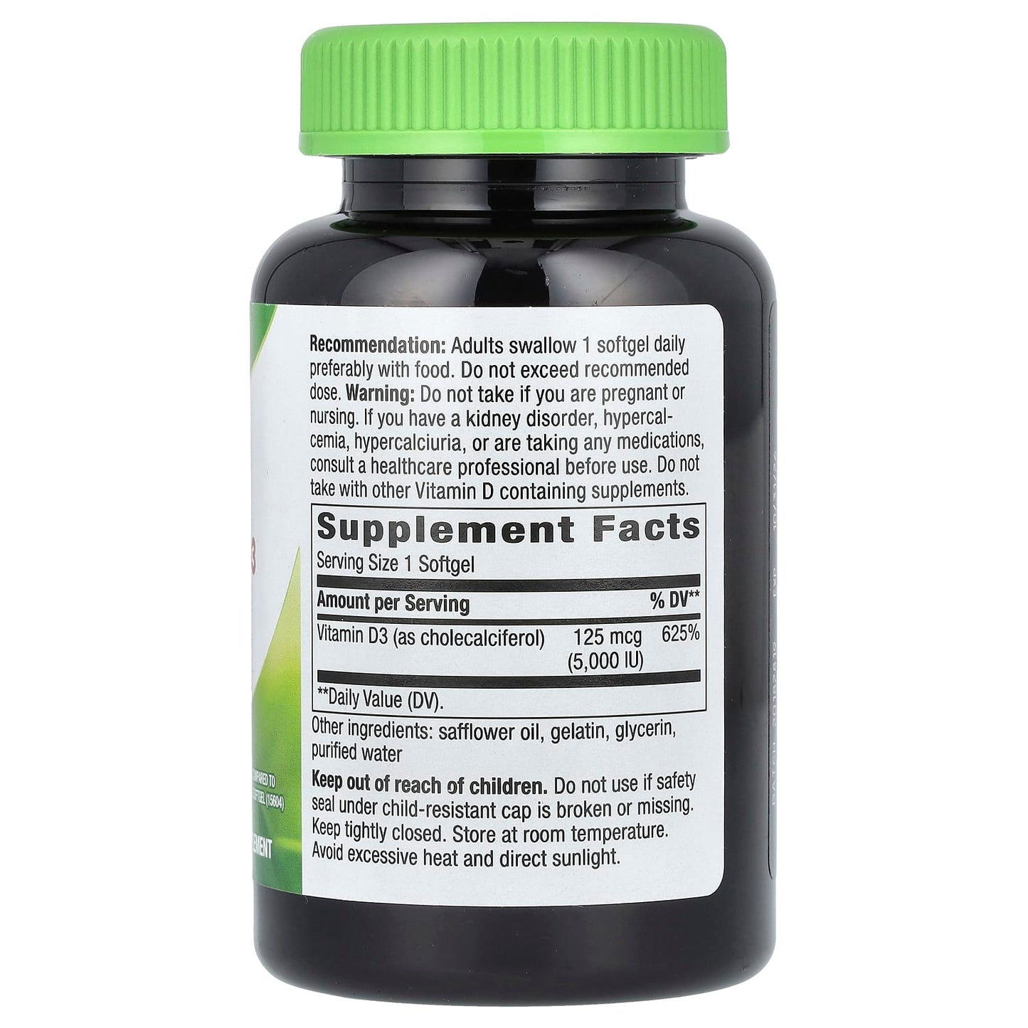 Nature's Way, Vitamin D3 Max, 125 mcg (5,000 IU), 240 Softgels - Image 2