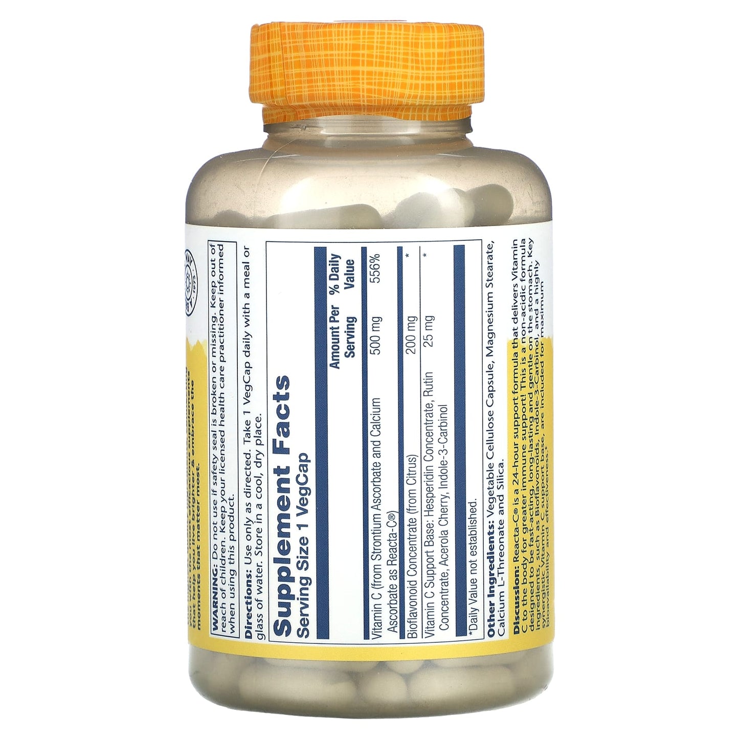 Solaray, Reacta-C, 500 mg, 180 VegCaps - Image 2