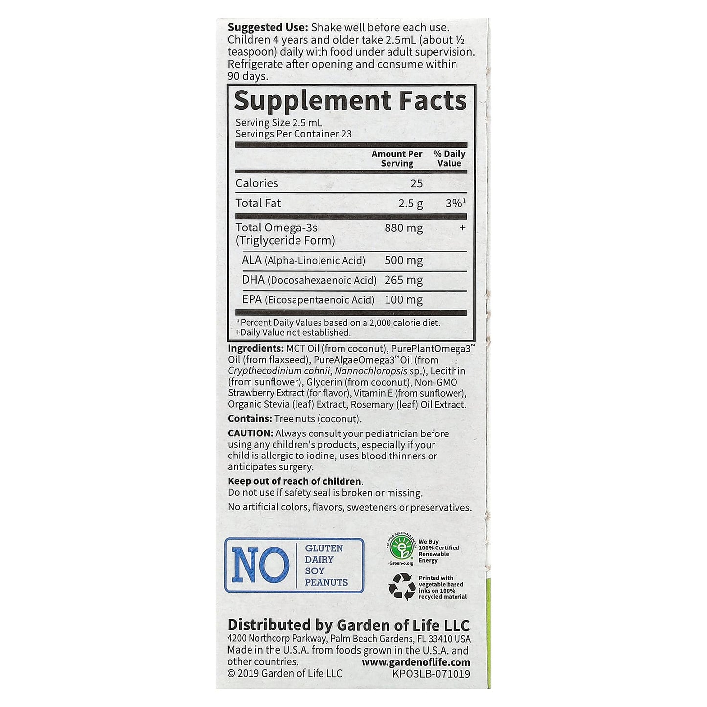 Garden of Life Kids Omega-3 Liquid, Brain & Eye Support, Vegan, 2 fl oz - Image 2