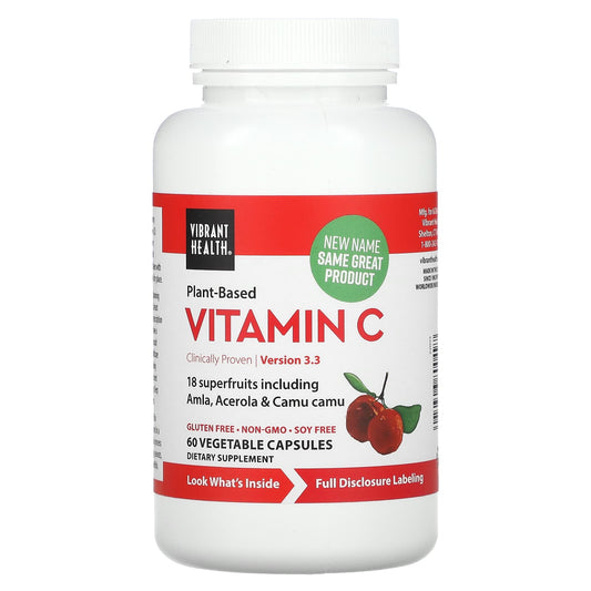 Vibrant Health, Plant-Based Vitamin C, 60 Vegetable Capsules - Image 1