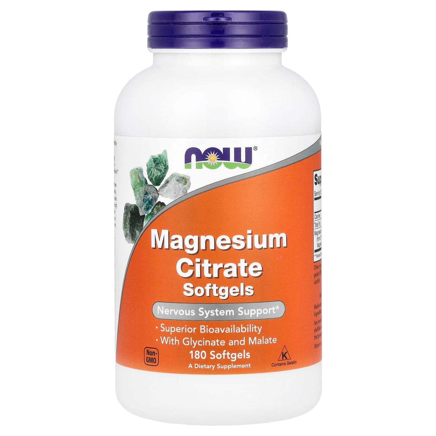NOW Foods, Magnesium Citrate, 180 Softgels (133 mg per Softgel) - Image 1
