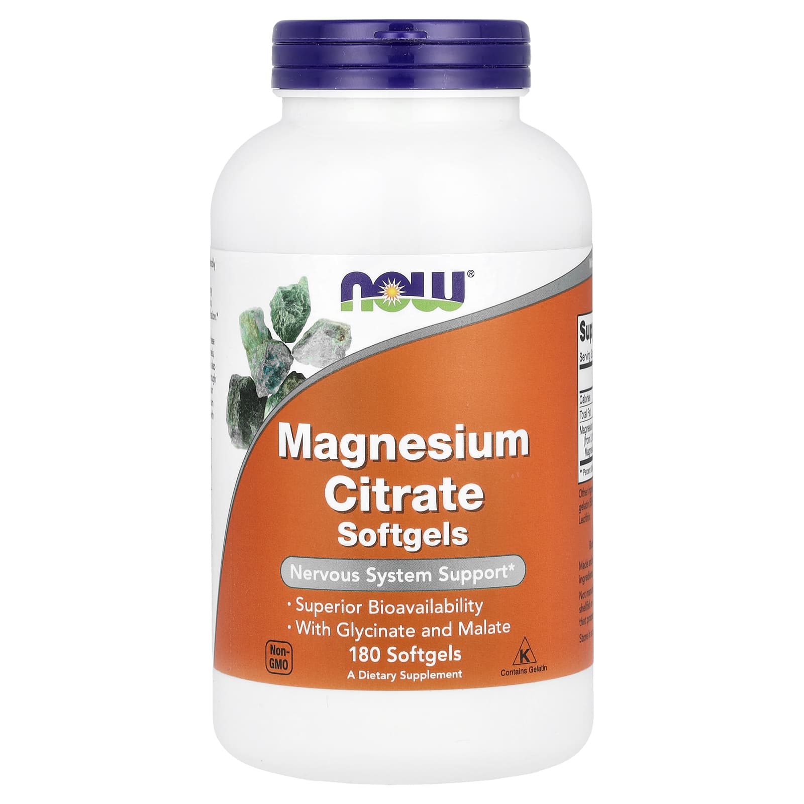 NOW Foods, Magnesium Citrate, 180 Softgels (133 mg per Softgel) - Image 1