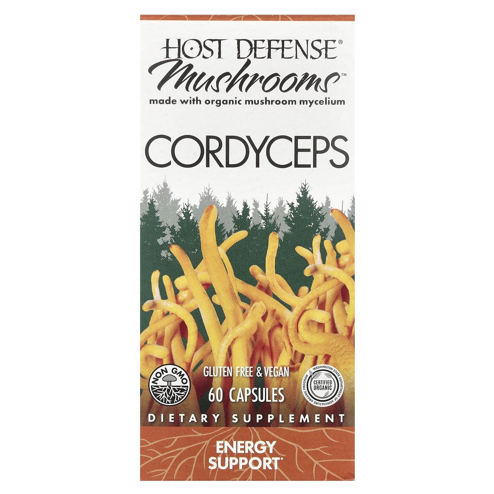 Cordyceps Energy Support Capsules - Organic, Vegan, Gluten-Free - Host Defense - Image 1
