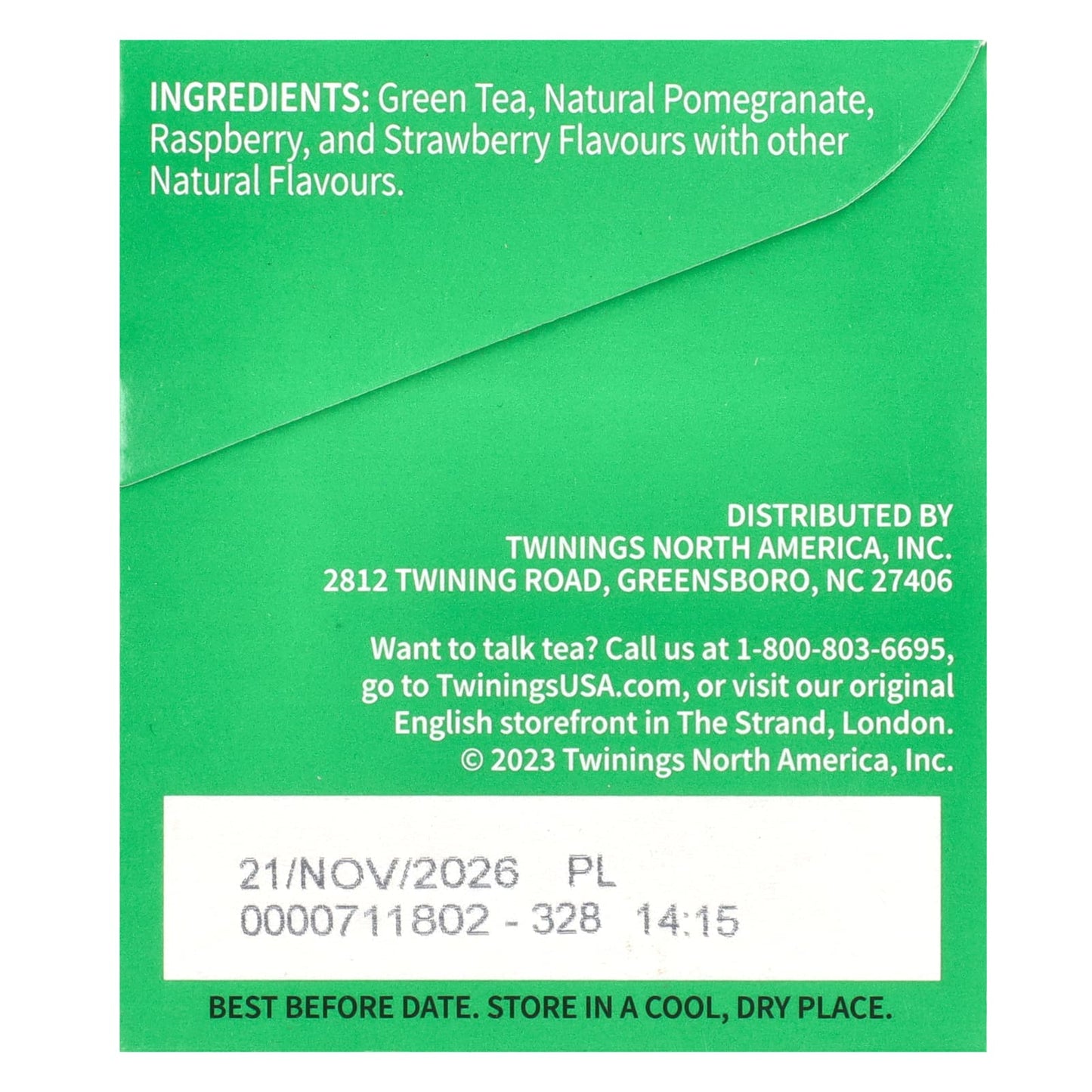 Twinings, Flavored Green Tea, Pomegranate, Raspberry & Strawberry, 20 Tea Bags, 1.06 oz (30 g) - Image 2