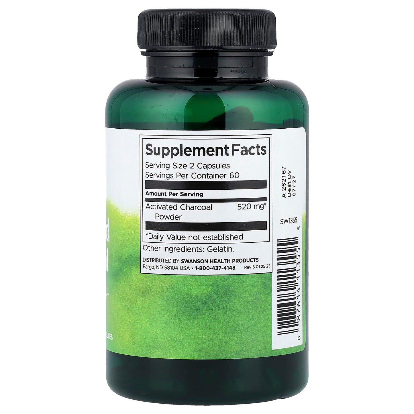 Swanson, Activated Charcoal, 260 mg, 120 Capsules - Image 2