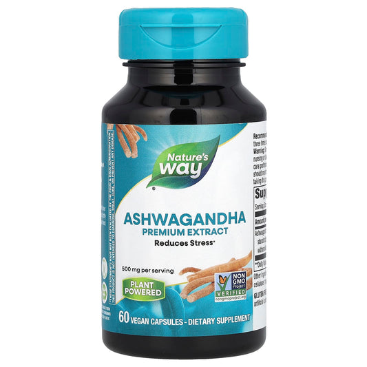 Nature's Way, Ashwagandha, Premium Extract, 500 mg, 60 Vegan Capsules - Image 1