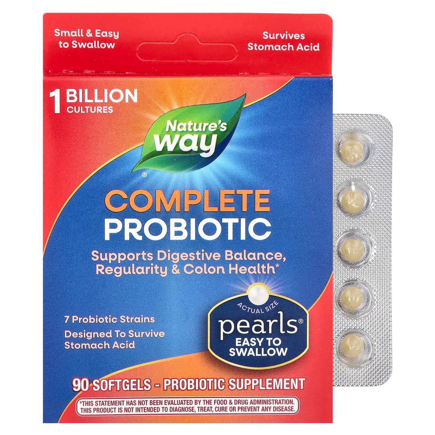 Nature's Way, Pearls Complete Probiotic, 1 Billion CFU, 90 Softgels - Image 1