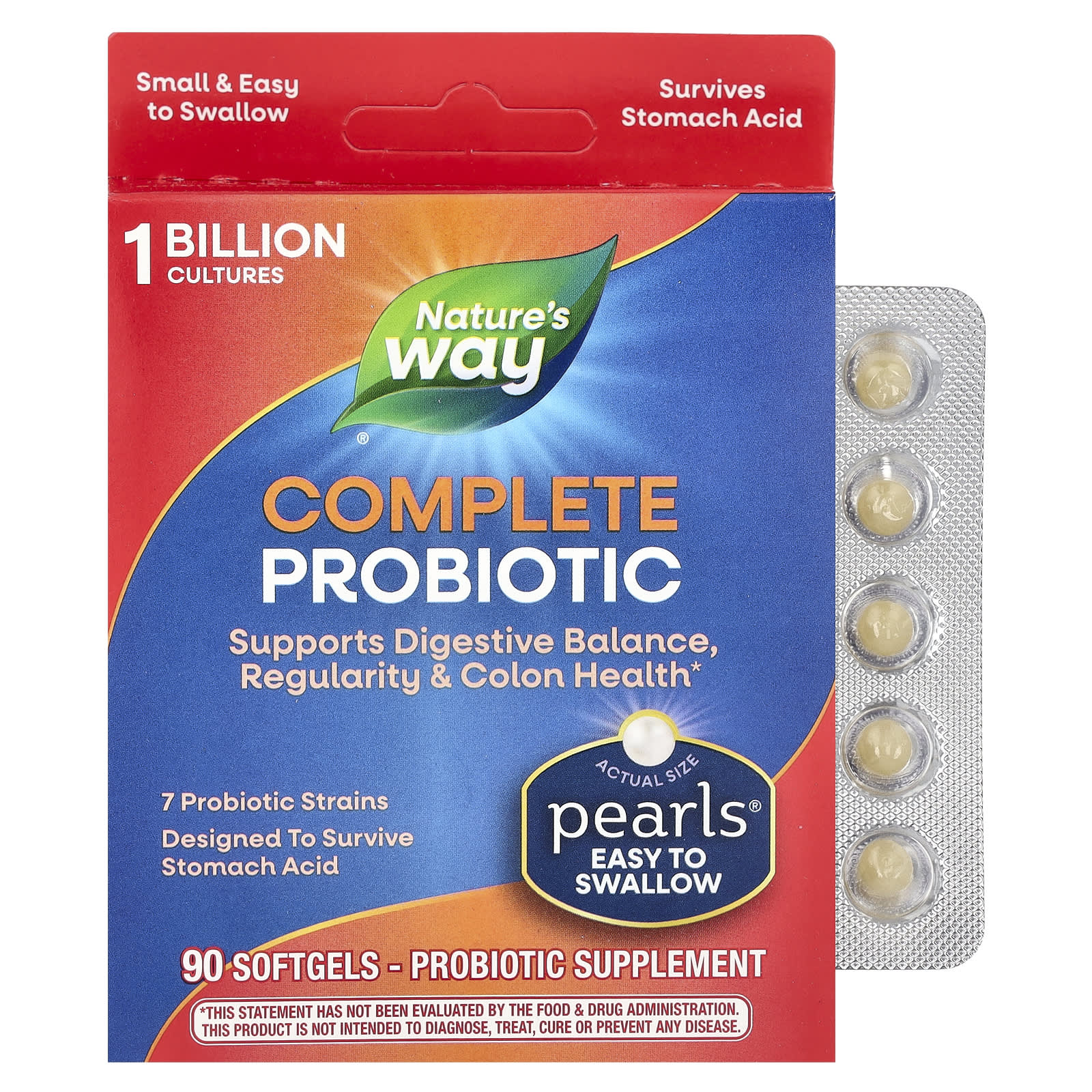 Nature's Way, Pearls Complete Probiotic, 1 Billion CFU, 90 Softgels - Image 1