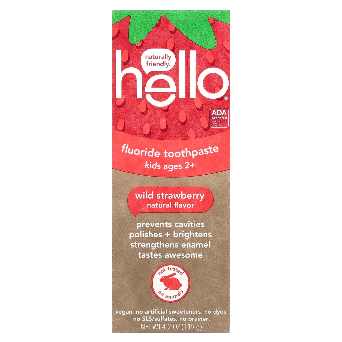 Hello Wild Strawberry Toothpaste for Kids, 2+ Years, 4.2 oz - Image 2