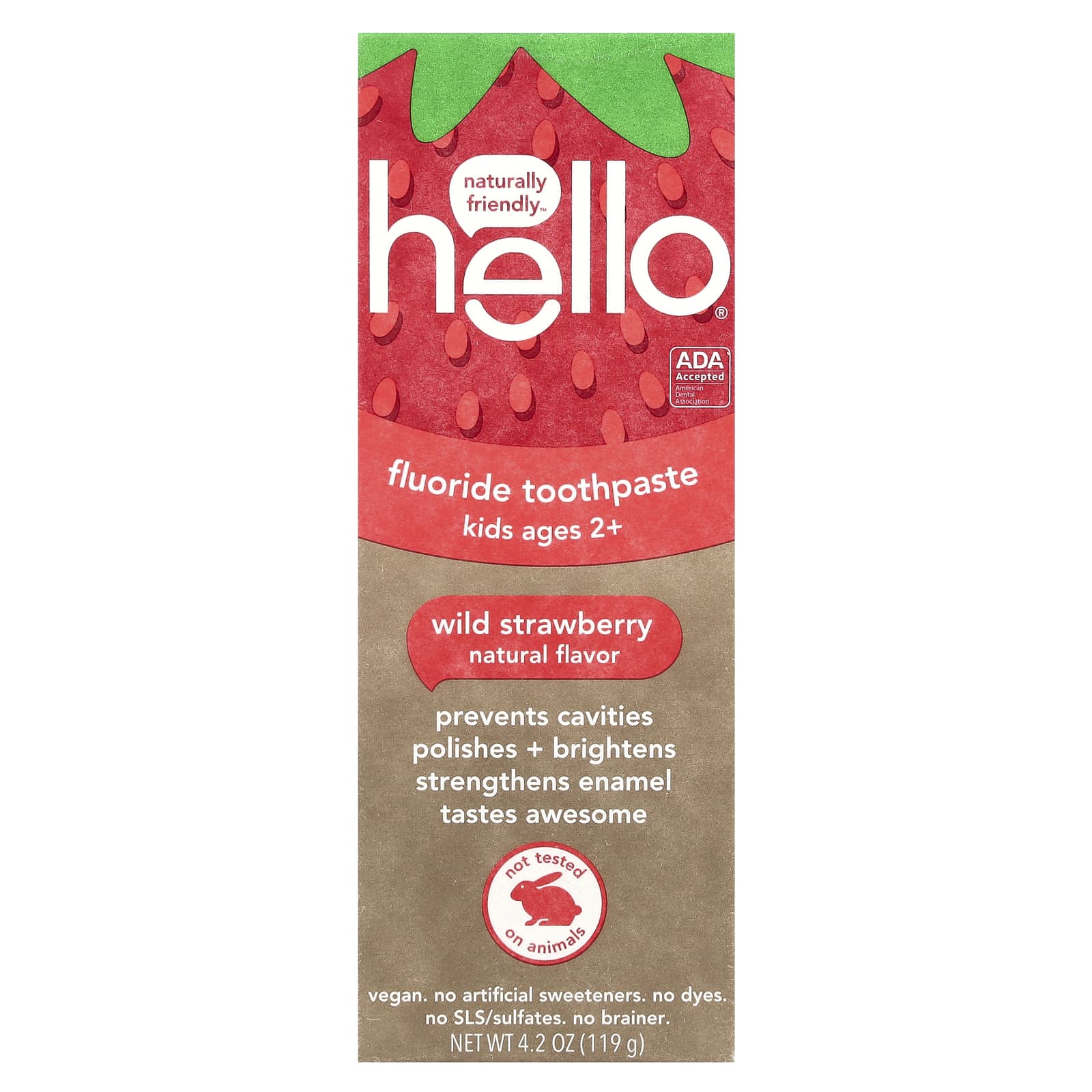 Hello Wild Strawberry Toothpaste for Kids, 2+ Years, 4.2 oz - Image 2