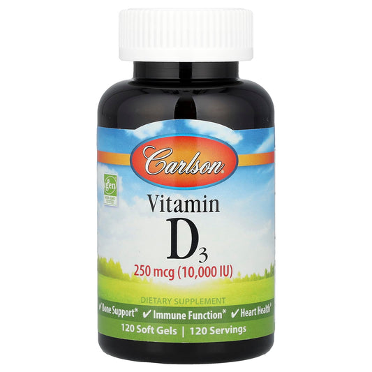 Carlson Vitamin D3 250 mcg (10,000 IU) for Immune & Bone Health - Image 1