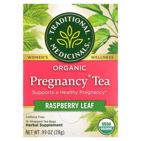 Traditional Medicinals, Organic Pregnancy Tea, Raspberry Leaf, Caffeine Free, 16 Wrapped Tea Bags, 0.99 oz (28 g) - Image 1