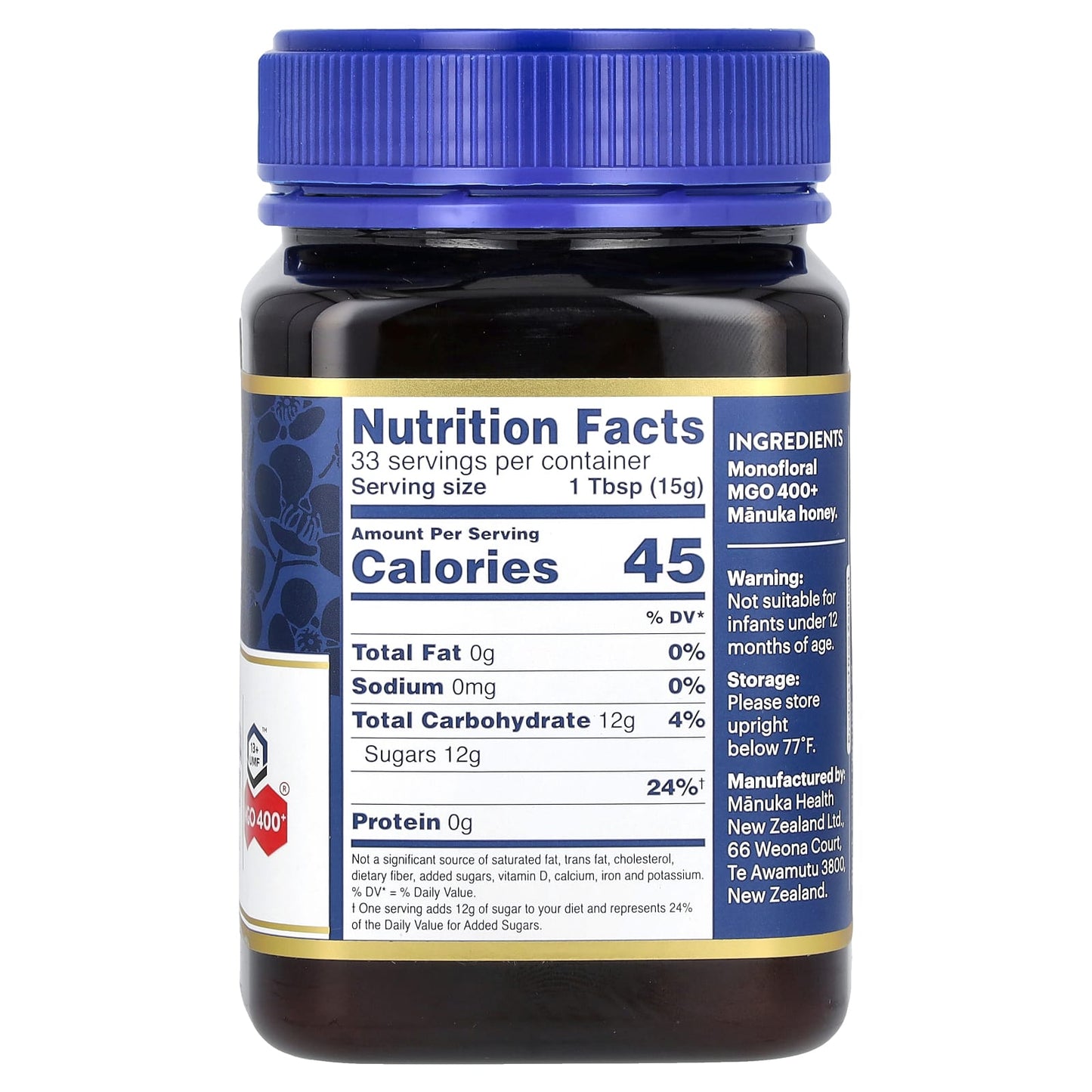 Manuka Health, Raw Manuka Honey, UMF 13+, MGO 400+, 17.6 oz (500 g) - Image 2