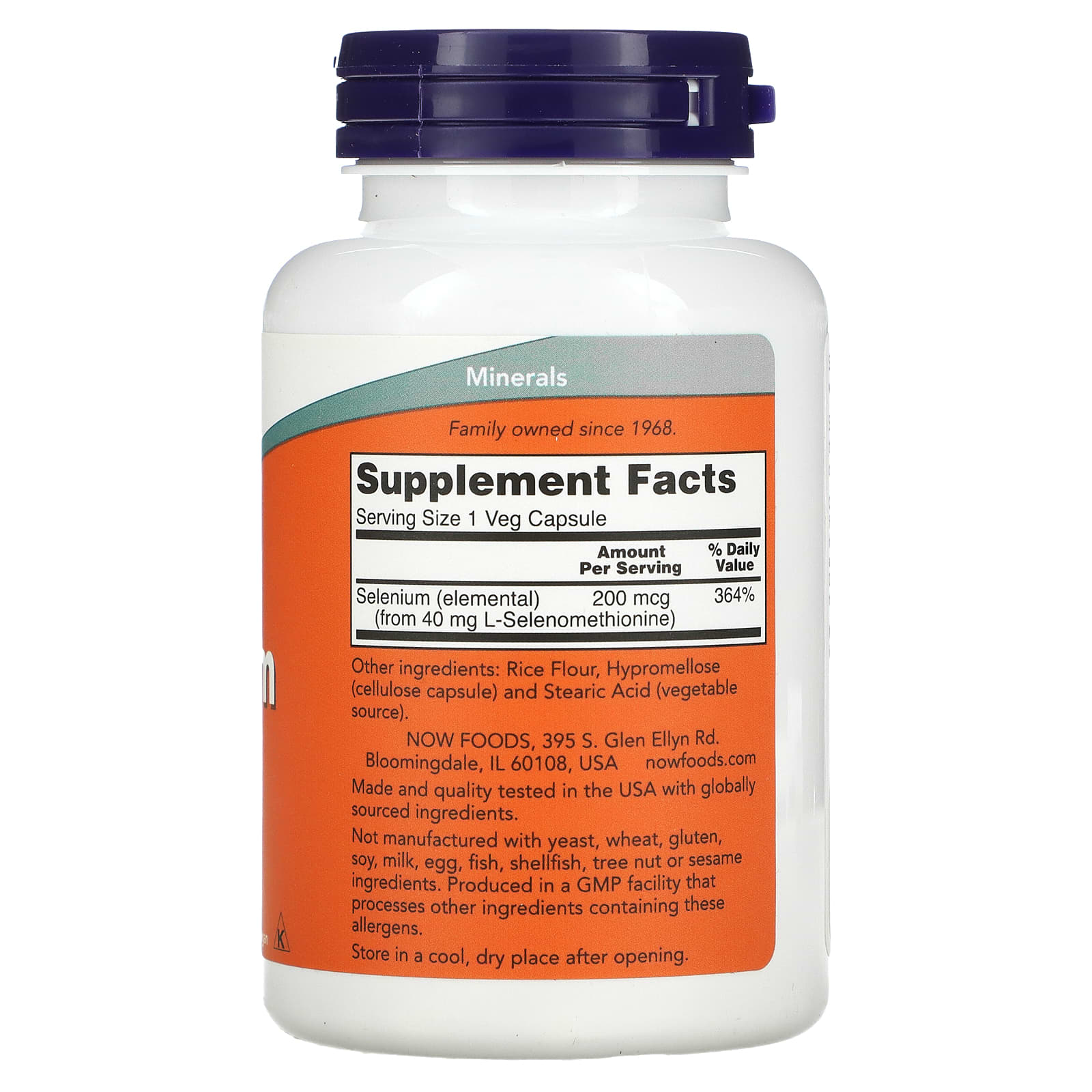 NOW Foods, Selenium, 200 mcg, 180 Veg Capsules - Image 2