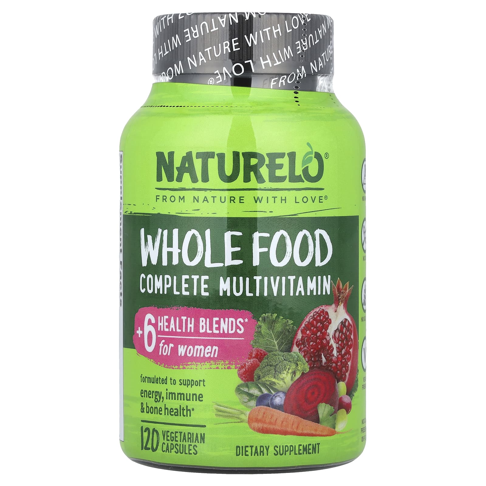 NATURELO, Whole Food Complete Multivitamin, For Women, 120 Vegetarian Capsules - Image 1