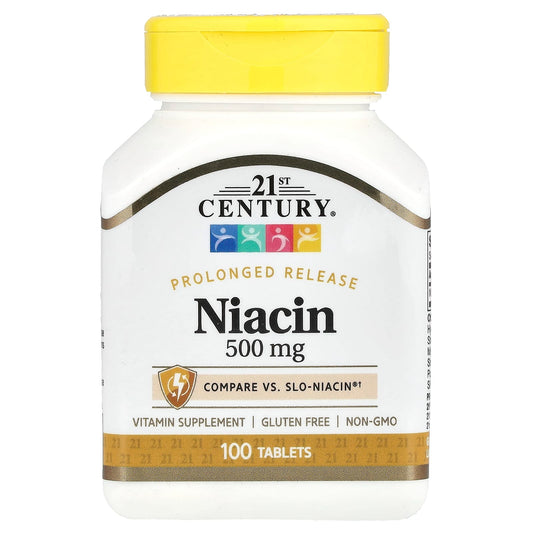 Prolonged Release Niacin 500mg, 100 Tablets - Supports Heart Health and Energy - Image 1