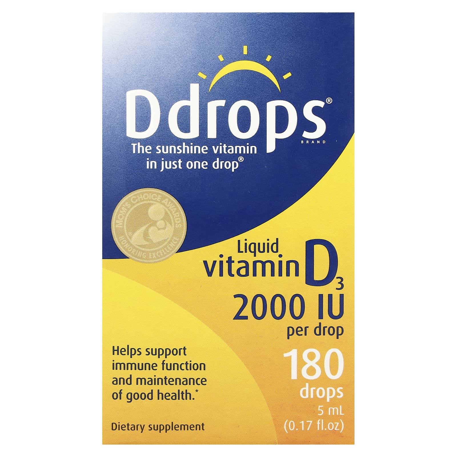 Ddrops Liquid Vitamin D3 2000 IU, 0.17 fl oz (5 ml) - Boost Immune Function - Image 1