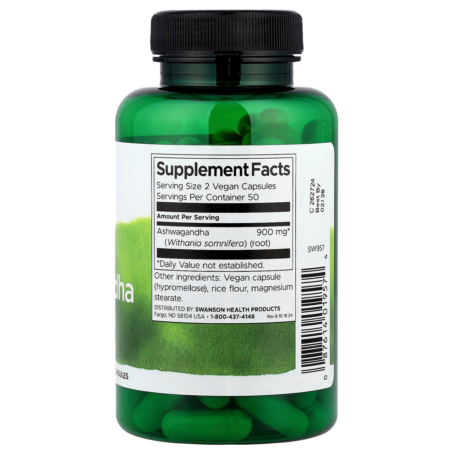 Swanson, Full Spectrum® Ashwagandha, 100 Vegan Capsules  (450 mg per Capsule) - Image 2