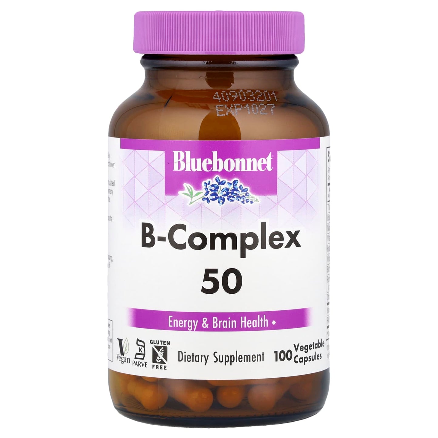 Bluebonnet Nutrition B-Complex 50 - 100 Veggie Capsules for Energy & Brain Health - Image 1