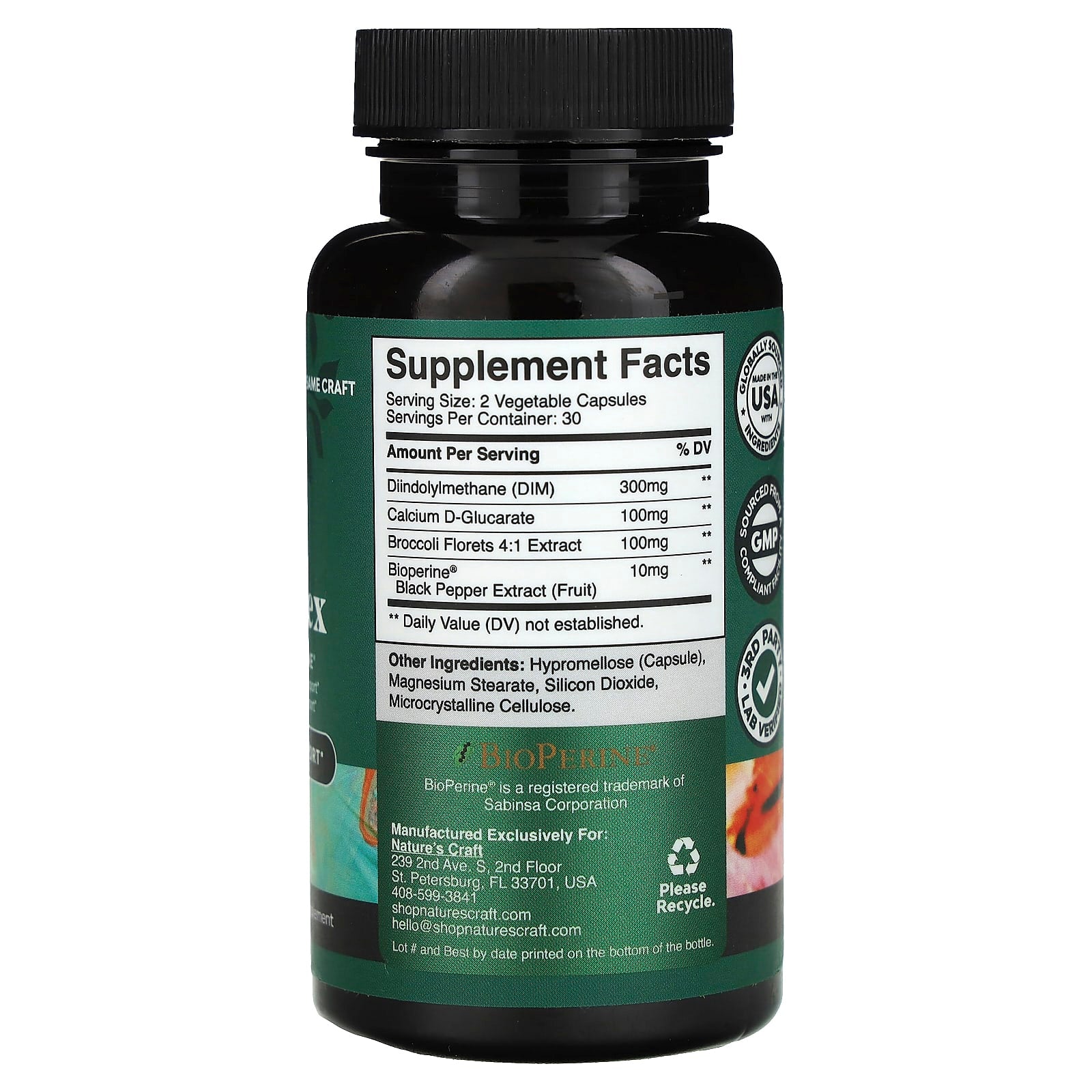 Nature's Craft, DIM Complex With BioPerine®, 60 Capsules - Image 2