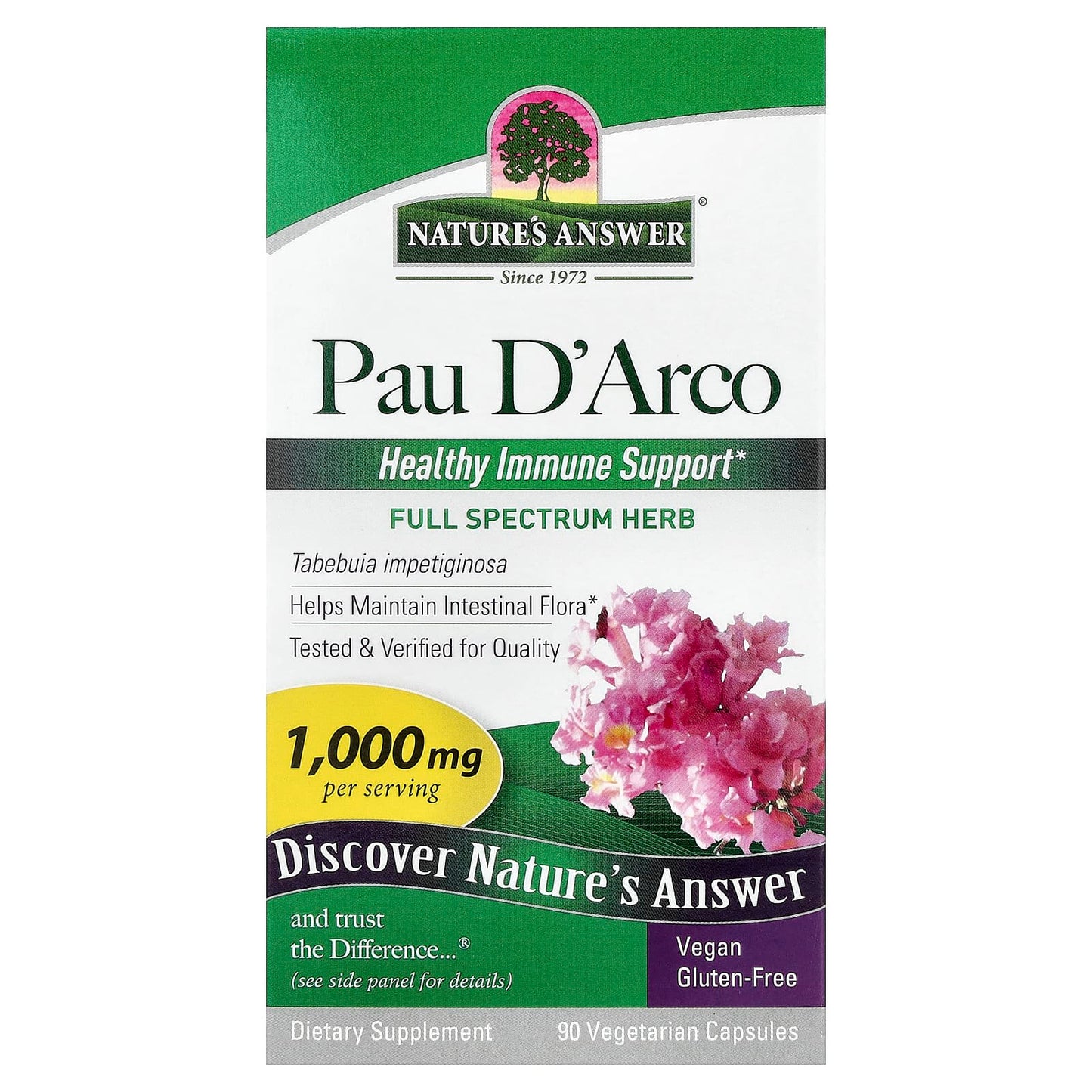 Nature's Answer, Pau D'Arco, 90 Vegetarian Capsules (500 mg per Capsule) - Image 1