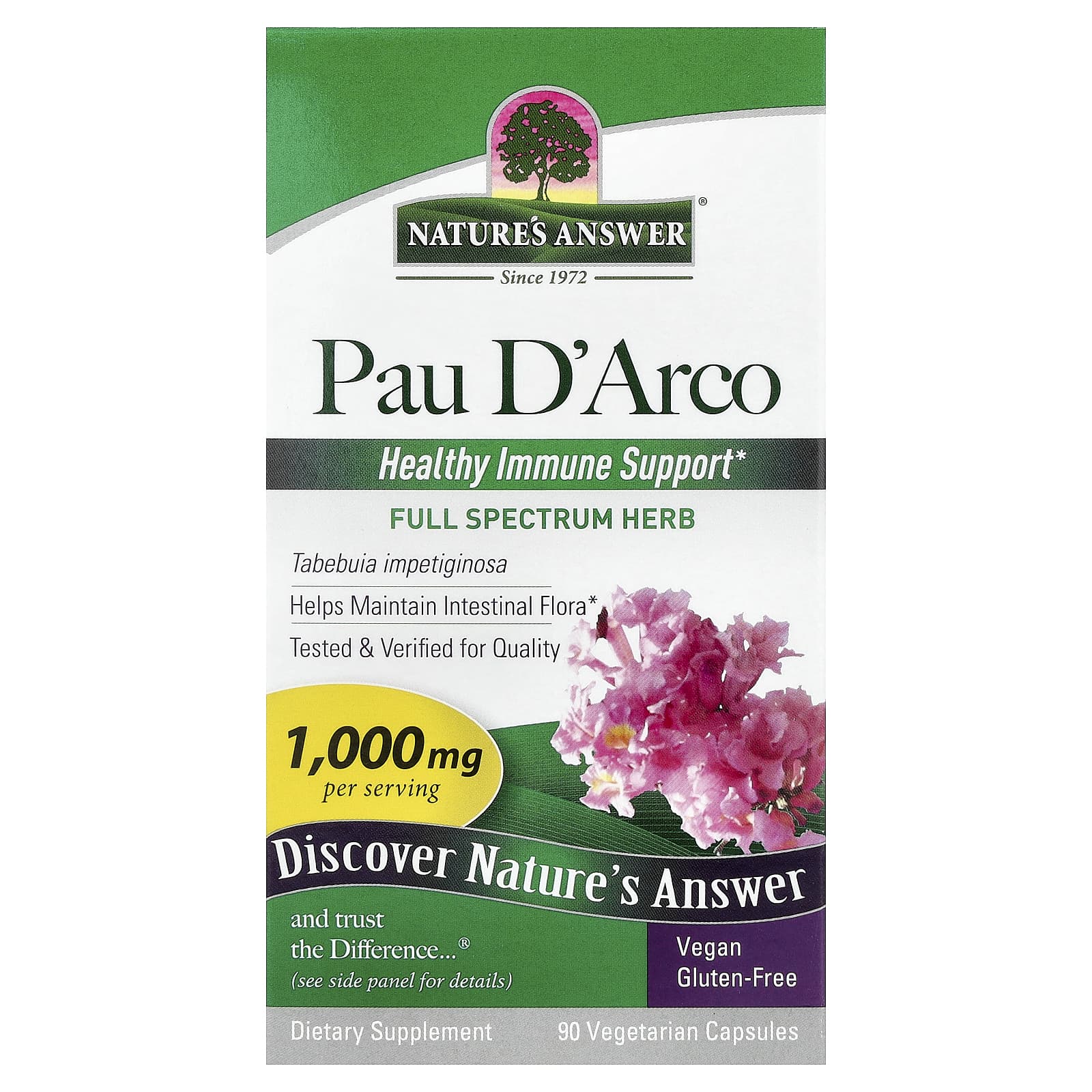 Nature's Answer, Pau D'Arco, 90 Vegetarian Capsules (500 mg per Capsule) - Image 1