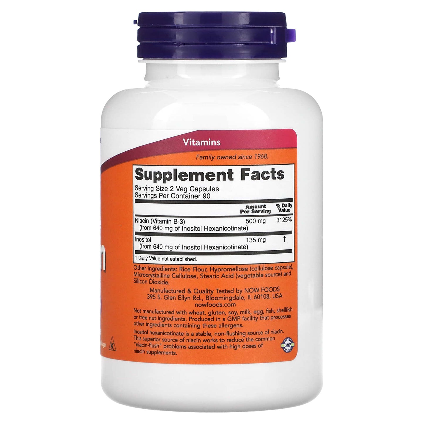 NOW Foods, Flush-Free Niacin, 250 mg, 180 Veg Capsules - Image 2