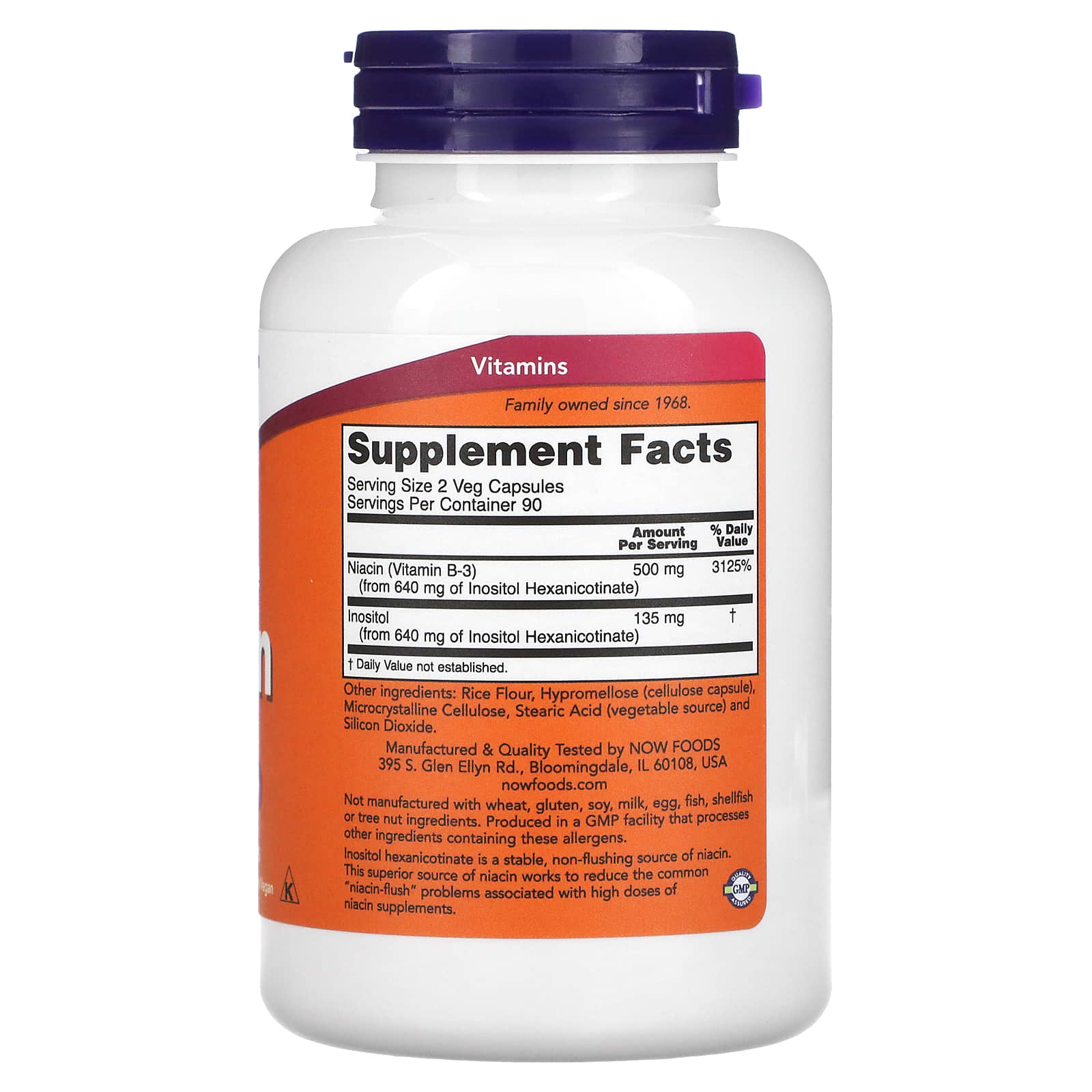 NOW Foods, Flush-Free Niacin, 250 mg, 180 Veg Capsules - Image 2