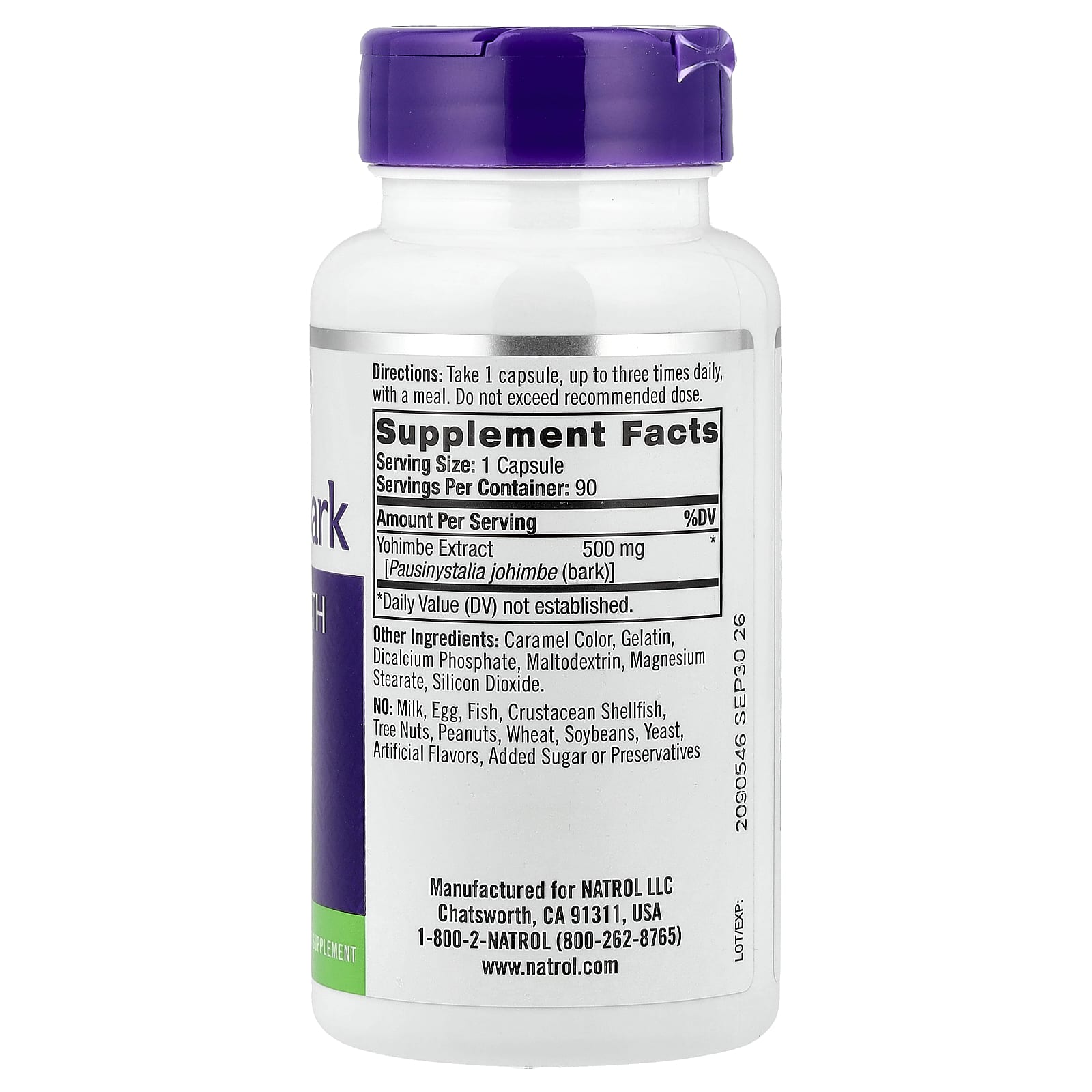 Natrol, Yohimbe Bark, 500 mg, 90 Capsules