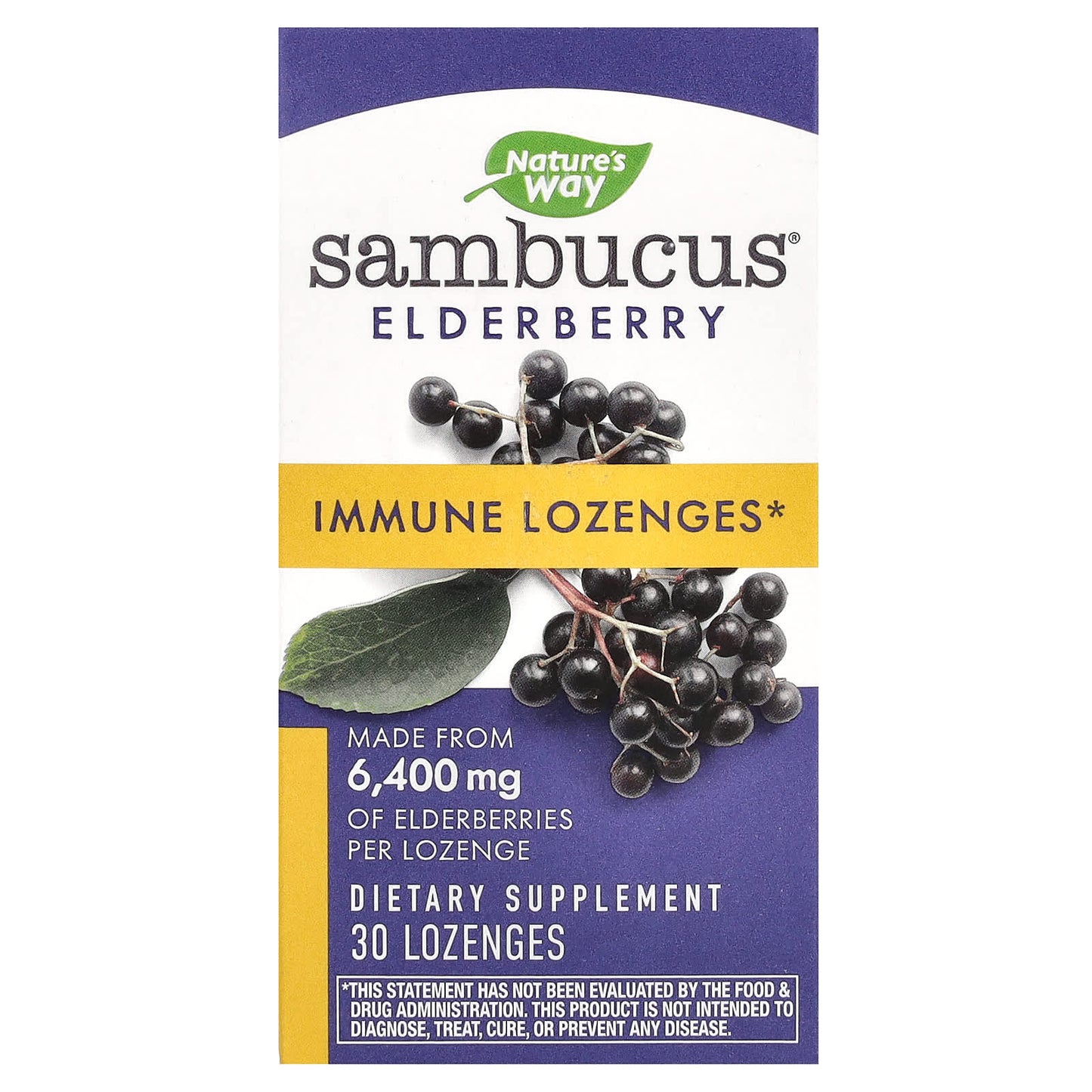 Nature's Way, Sambucus Elderberry, Immune Lozenges, 30 Lozenges - Image 1
