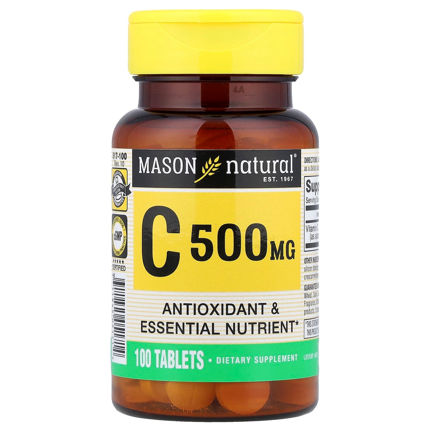 Mason Natural, Vitamin C, 500 mg, 100 Tablets - Image 1