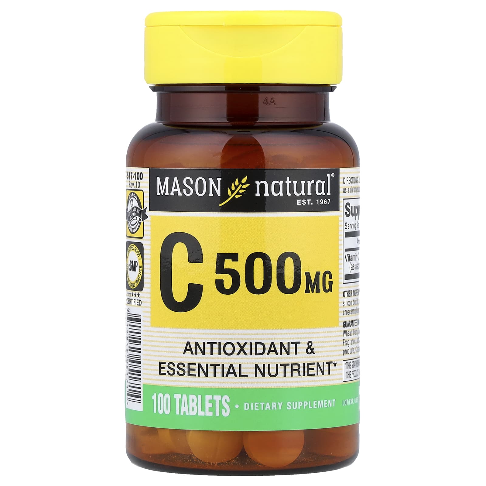 Mason Natural, Vitamin C, 500 mg, 100 Tablets - Image 1
