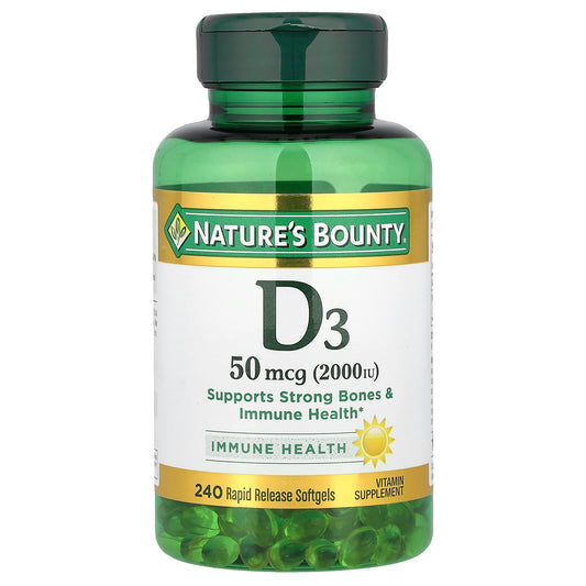 Nature's Bounty, D3, 50 mcg (2,000 IU), 240 Rapid Release Softgels - Image 1