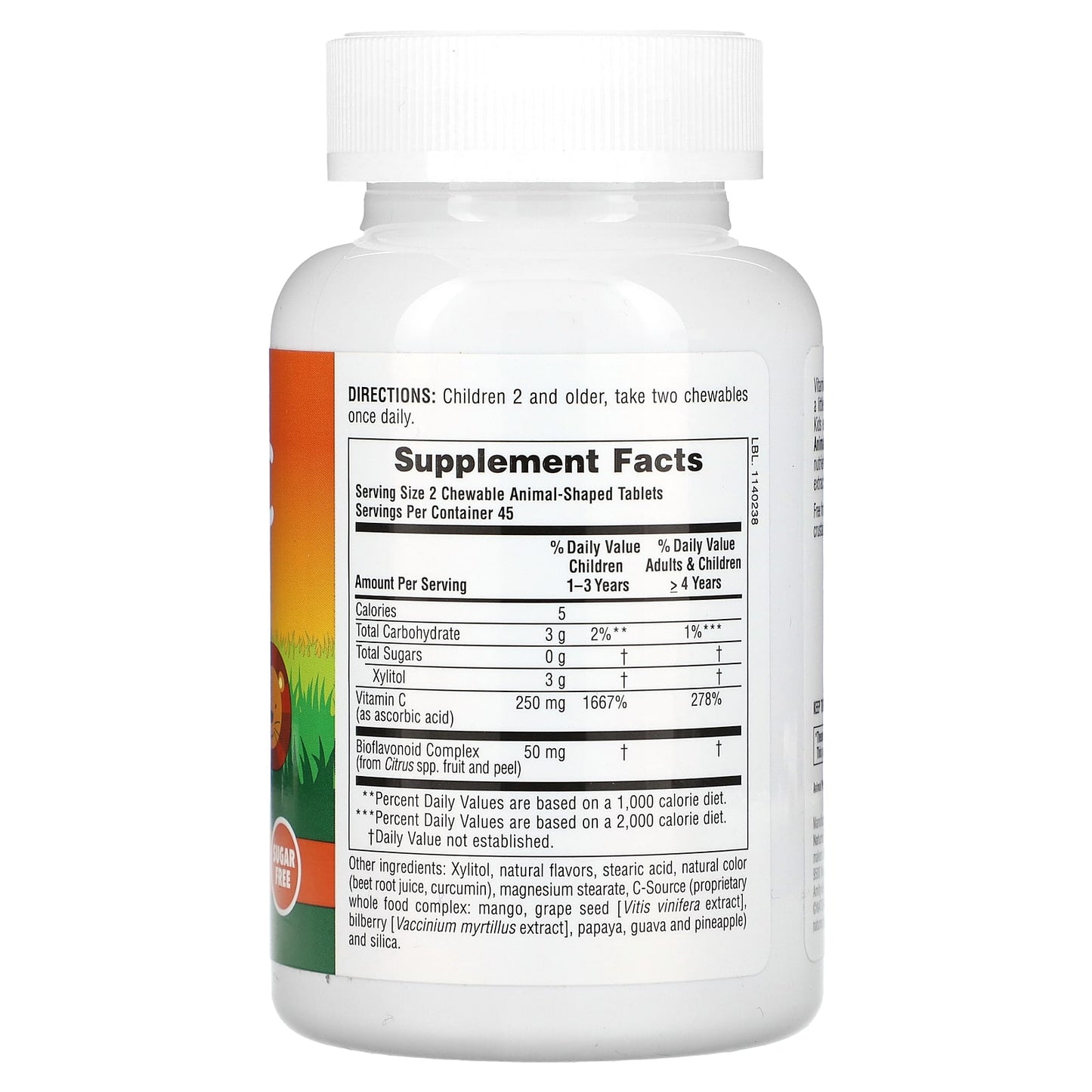 NaturesPlus, Animal Parade, Vitamin C, Children's Chewable Supplement, Sugar Free, Orange Juice, 90 Animal-Shaped Tablets - Image 2