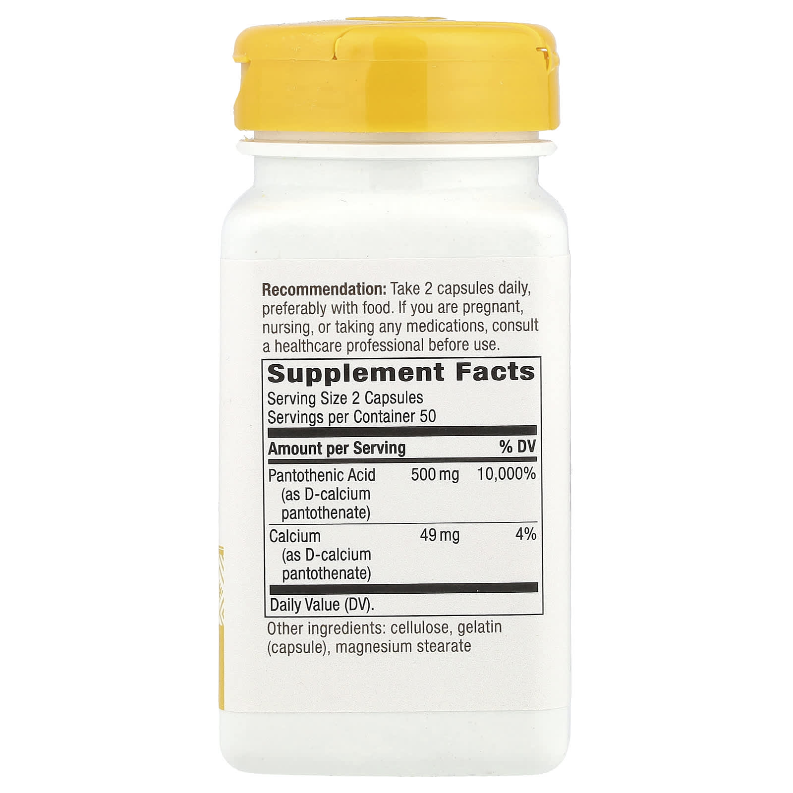 Nature's Way, Pantothenic Acid, Vitamin B5, 100 Capsules - Image 2