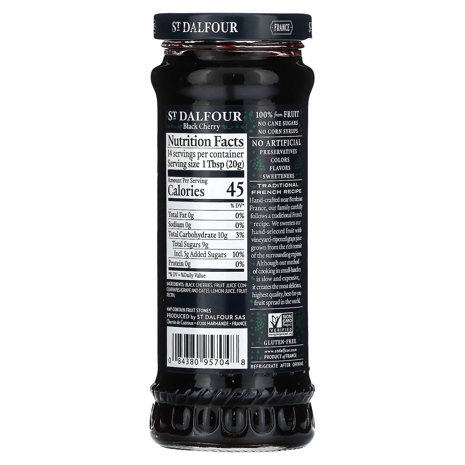 St. Dalfour, Black Cherry Fruit Spread, 10 oz (284 g) - Image 2