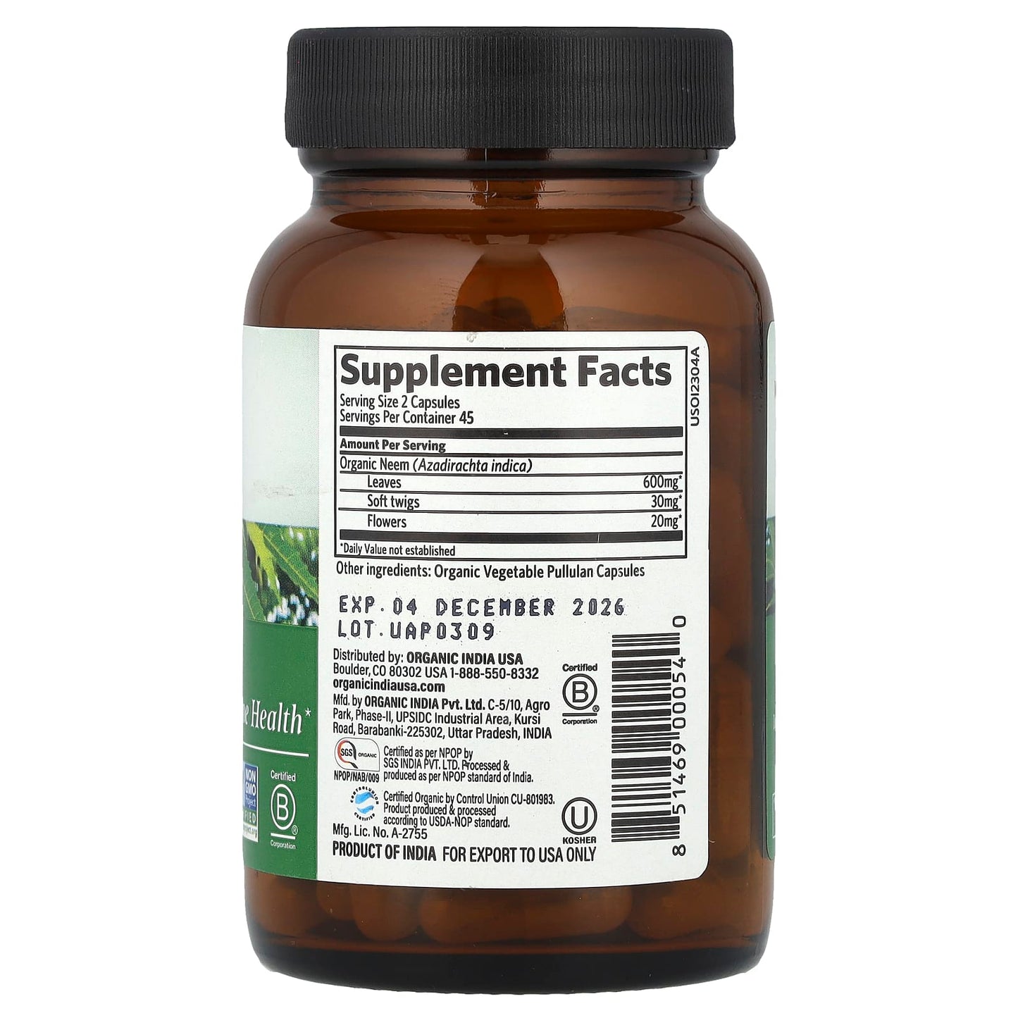 Organic India, Neem, 90 Vegetarian Caps - Image 2